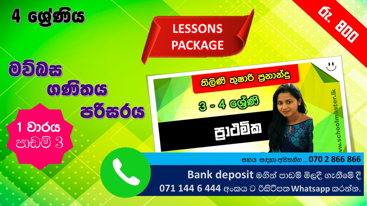 Grade 4- Primary - Thilini Miss - Lesson Package One 
