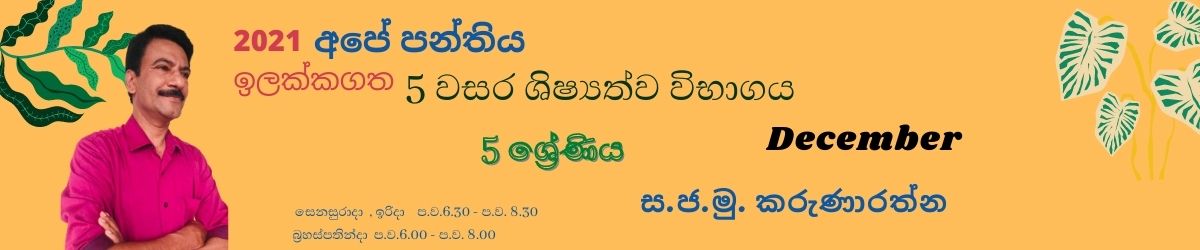 5 වසර ශිෂ්‍යත්ව විභාගය (2021) December - Grade 5 scholarship/Grade 5