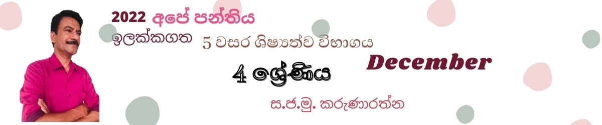 4 වසර 5 ශිෂ්‍යත්ව විභාගය (2022) December - Grade 5 Scholarship/grade 4